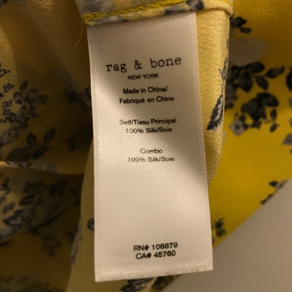 Rag & Bone Victor Silk Floral Top yellow XXS - Picture 10 of 11